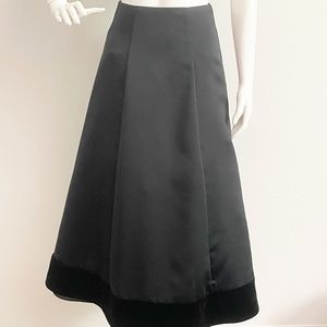 C.W. Designs black satin and velvet midi skirt, tulle underskirt, holiday skirt
